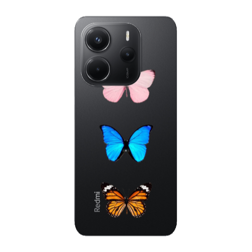 Xiaomi Redmi Note 14 Triple Butterfly Transparent Silicone TPU Θήκη