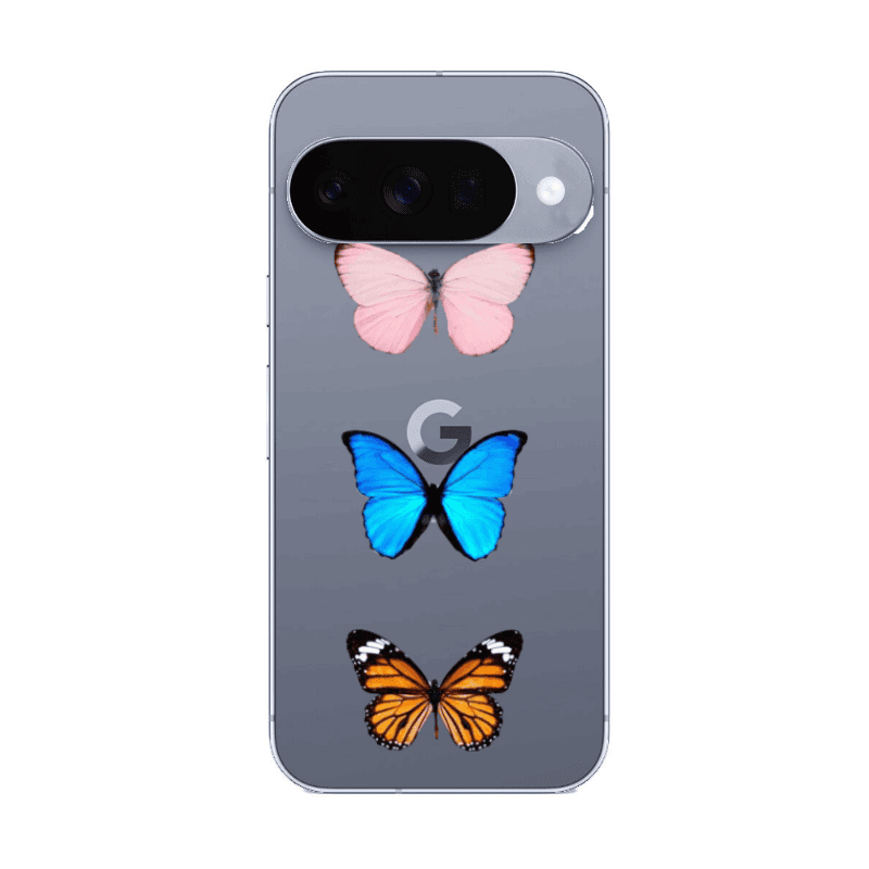 Google Pixel 10 Triple Butterfly Transparent Silicone TPU Θήκη