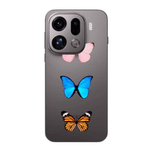 Oppo Find X9 Pro Triple Butterfly Transparent Silicone TPU Θήκη