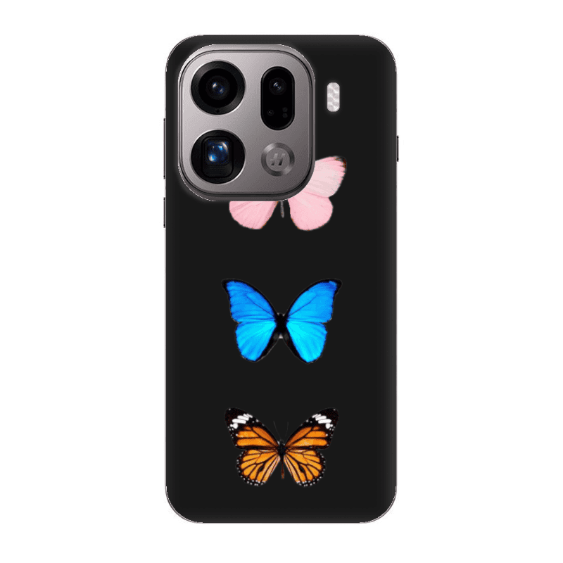 Oppo Find X9 Pro Triple Butterfly Black Colored Silicone TPU Θήκη