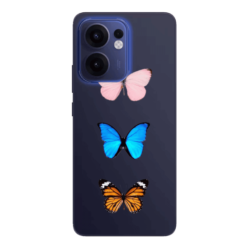 Oppo Reno 13 F Triple Butterfly Transparent Silicone TPU Θήκη