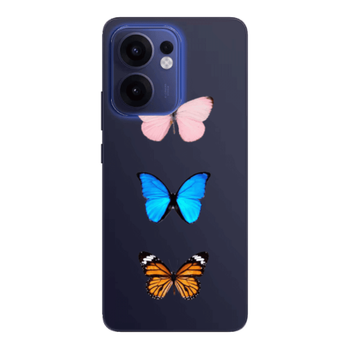 Oppo Reno13 FS Triple Butterfly Transparent Silicone TPU Θήκη