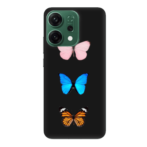 Oppo RENO 14 Triple Butterfly Black Colored Silicone TPU Θήκη