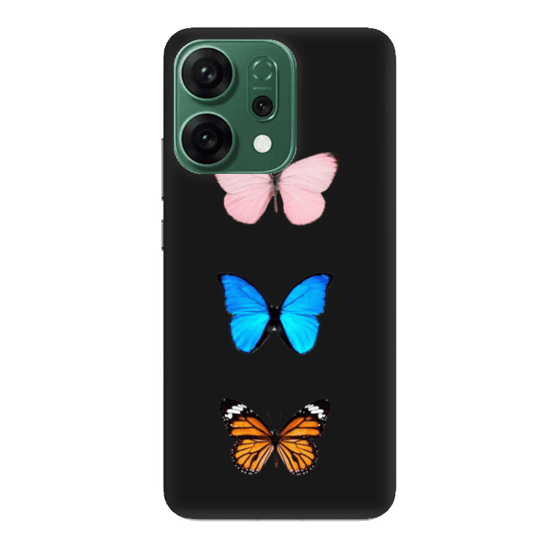 Oppo RENO 14 Triple Butterfly Black Colored Silicone TPU Θήκη
