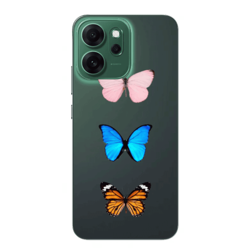 Oppo 14 F Triple Butterfly Transparent Silicone TPU Θήκη