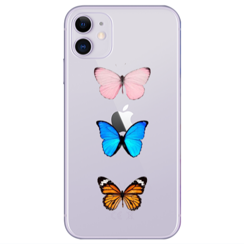 Apple iPhone 11  Triple Butterfly Transparent Silicone TPU Θήκη