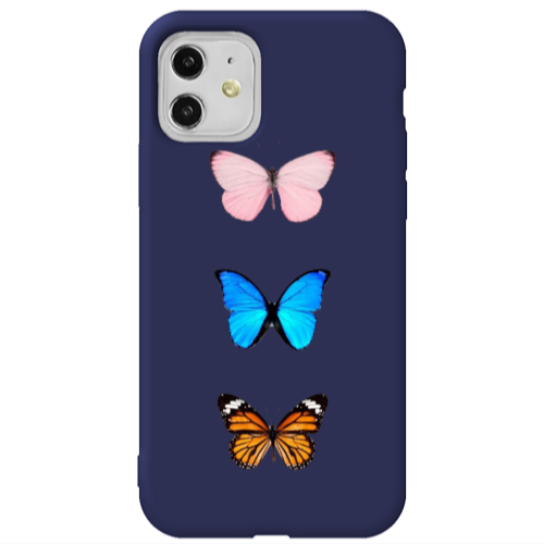 Apple iPhone 11  Triple Butterfly Dark blue Colored Silicone TPU Θήκη