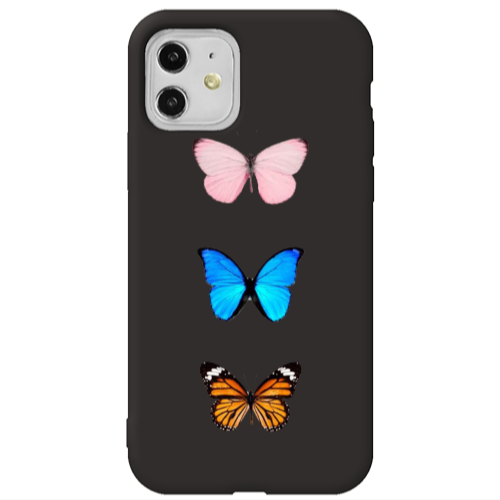 Apple iPhone 11  Triple Butterfly Black Colored Silicone TPU Θήκη