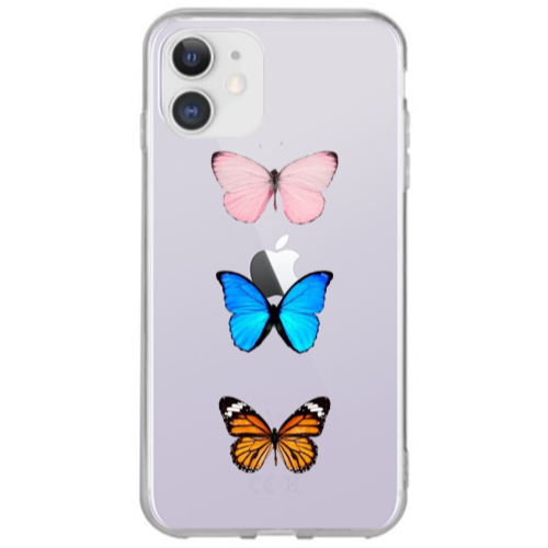 Apple iPhone 12 Triple Butterfly Transparent Silicone TPU Θήκη