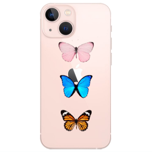 Apple iPhone 13 Triple Butterfly Transparent Silicone TPU Θήκη