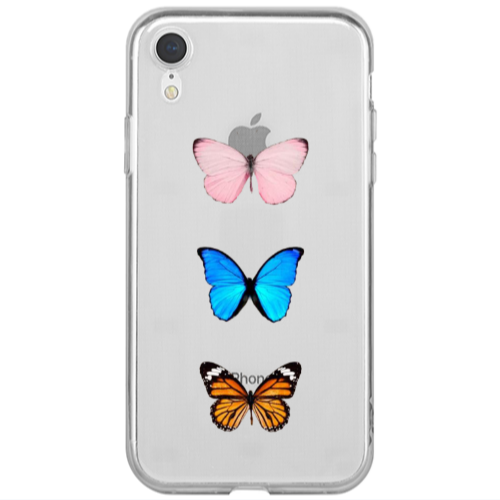 Apple iPhone Xr Triple Butterfly Transparent Silicone TPU Θήκη