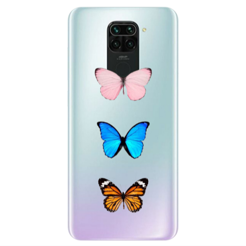 Xiaomi Redmi Note 9 Triple Butterfly Transparent Silicone TPU Θήκη