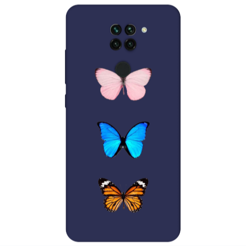 Xiaomi Redmi Note 9 Triple Butterfly Dark blue Colored Silicone TPU Θήκη