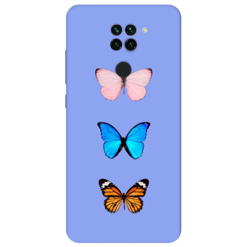 Xiaomi Redmi Note 9 Triple Butterfly Light Purple Colored Silicone TPU Θήκη