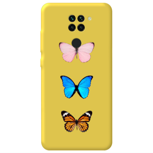 Xiaomi Redmi Note 9 Triple Butterfly Yellow Colored Silicone TPU Θήκη