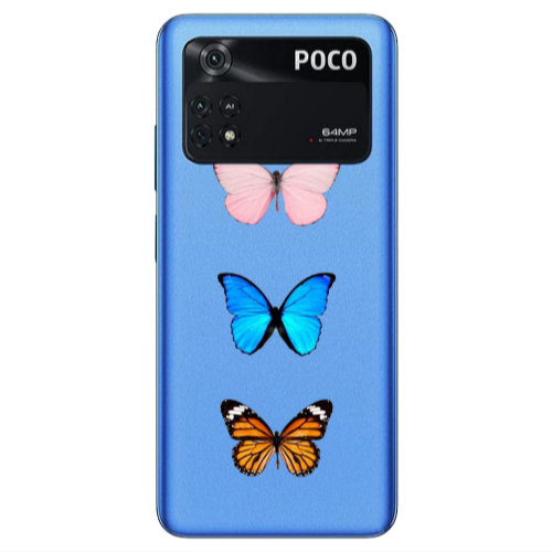 Xiaomi Poco M4 Pro 4G Triple Butterfly Transparent Silicone TPU Θήκη