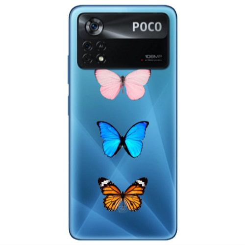 Xiaomi Poco X4 Pro Triple Butterfly Transparent Silicone TPU Θήκη