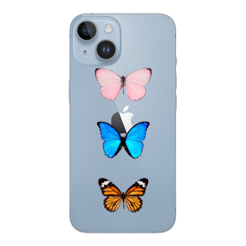 Apple iPhone 14 Plus Triple Butterfly Transparent Silicone TPU Θήκη