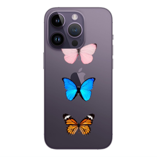 Apple iPhone 14 Pro  Triple Butterfly Transparent Silicone TPU Θήκη