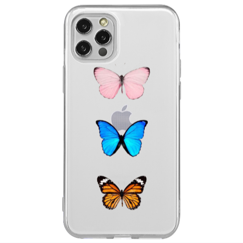 Apple iPhone 12 Pro Triple Butterfly Transparent Silicone TPU Θήκη