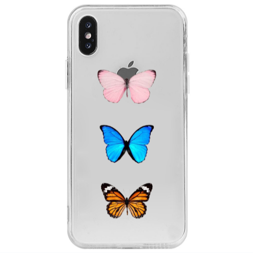 Apple iPhone Xs Triple Butterfly Transparent Silicone TPU Θήκη