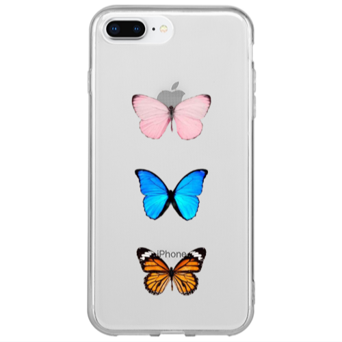 Apple iPhone 7 Plus Triple Butterfly Transparent Silicone TPU Θήκη
