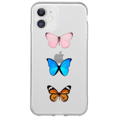 Apple iPhone 12 Mini Triple Butterfly Transparent Silicone TPU Θήκη