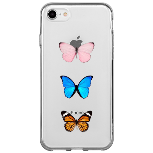 Apple iPhone SE 2020 Triple Butterfly Transparent Silicone TPU Θήκη