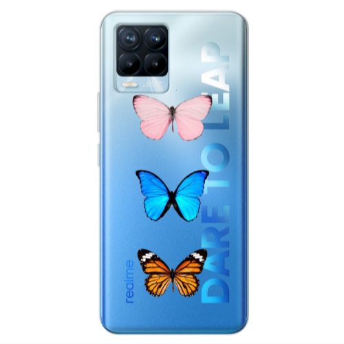 Realme 8 Pro Triple Butterfly Transparent Silicone TPU Θήκη