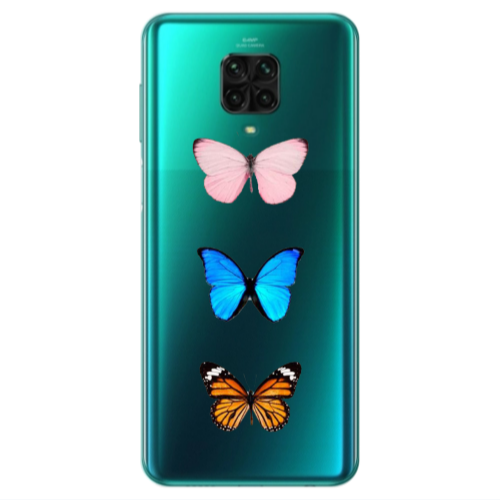 Xiaomi Redmi Note 9S Triple Butterfly Transparent Silicone TPU Θήκη