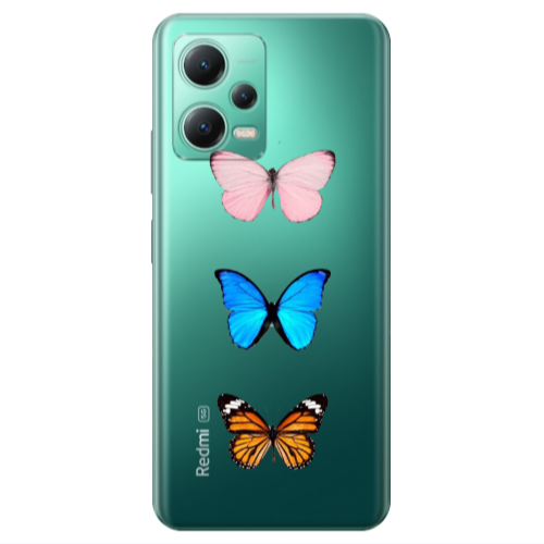 Xiaomi Redmi Note 12 Pro 5G Triple Butterfly Transparent Silicone TPU Θήκη