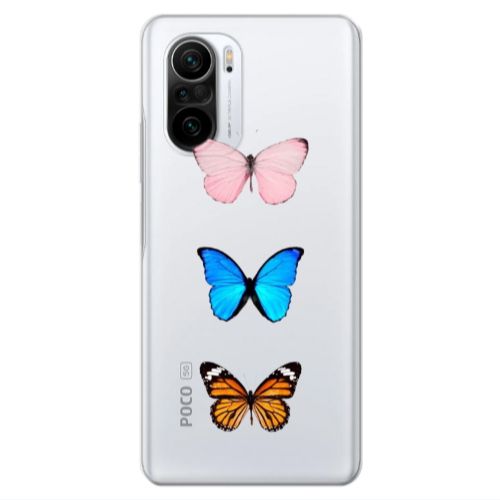 Xiaomi Poco F3 Triple Butterfly Transparent Silicone TPU Θήκη