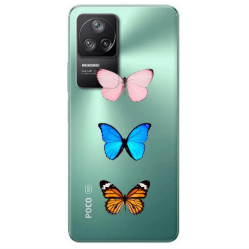 Xiaomi Poco F4 Triple Butterfly Transparent Silicone TPU Θήκη