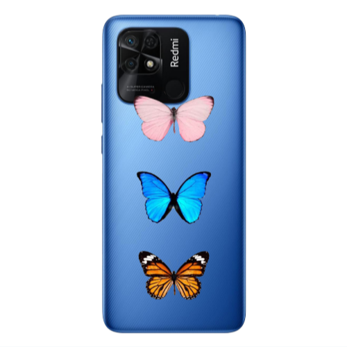 Xiaomi Poco C40 Triple Butterfly Transparent Silicone TPU Θήκη
