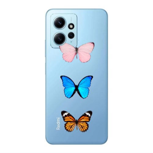 Xiaomi Redmi Note 12 4G Triple Butterfly Transparent Silicone TPU Θήκη