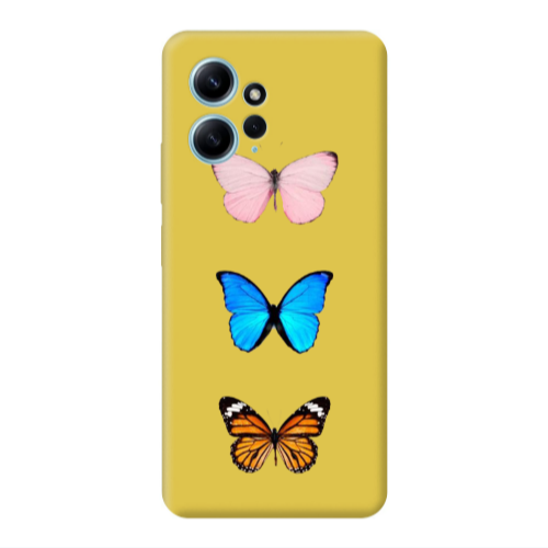 Xiaomi Redmi Note 12 4G Triple Butterfly Yellow Colored Silicone TPU Θήκη
