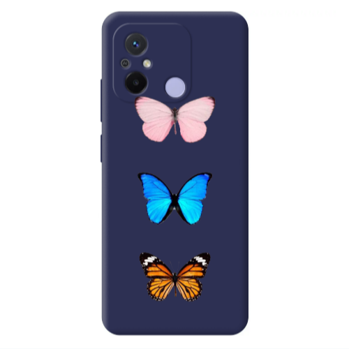Xiaomi Redmi 12C Triple Butterfly Dark blue Colored Silicone TPU Θήκη
