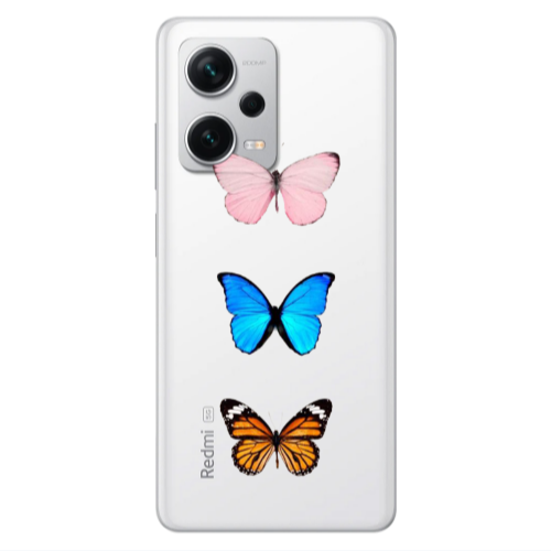 Xiaomi Redmi Note 12 5G Triple Butterfly Transparent Silicone TPU Θήκη