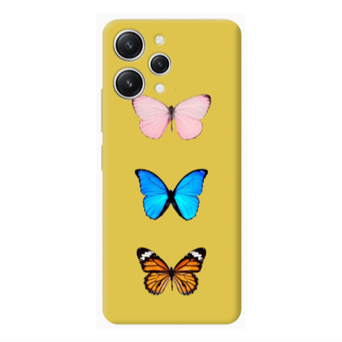 Xiaomi Redmi 12 Triple Butterfly Yellow Colored Silicone TPU Θήκη