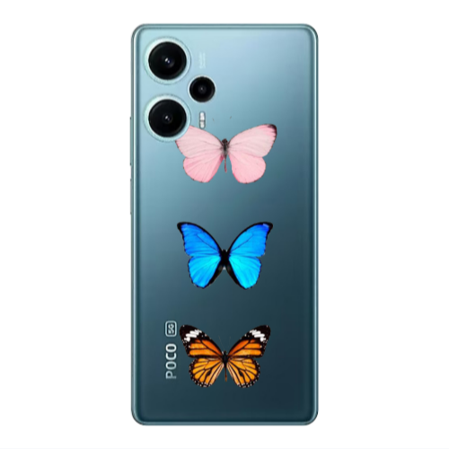 Xiaomi Poco F5 Triple Butterfly Transparent Silicone TPU Θήκη