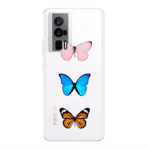 Xiaomi Poco F5 Pro Triple Butterfly Transparent Silicone TPU Θήκη