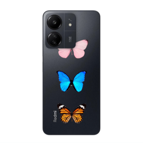 Xiaomi Redmi 13C Triple Butterfly Transparent Silicone TPU Θήκη