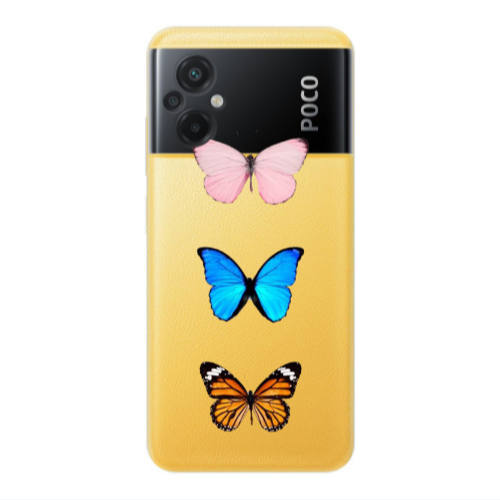 Xiaomi Poco M5 Triple Butterfly Transparent Silicone TPU Θήκη