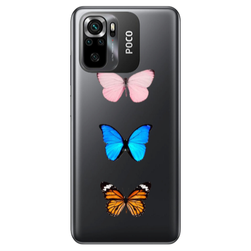 Xiaomi Poco M5 s Triple Butterfly Transparent Silicone TPU Θήκη