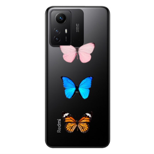 Xiaomi Redmi Note 12s Triple Butterfly Transparent Silicone TPU Θήκη