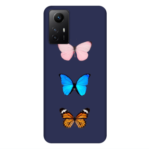 Xiaomi Redmi Note 12s Triple Butterfly Dark blue Colored Silicone TPU Θήκη