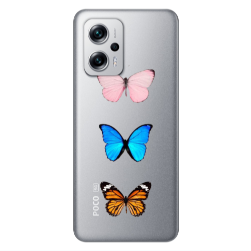Xiaomi Poco X4 GT Triple Butterfly Transparent Silicone TPU Θήκη