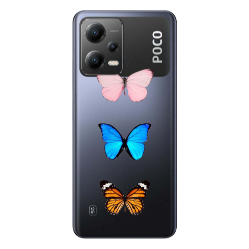 Xiaomi Poco X5 Triple Butterfly Transparent Silicone TPU Θήκη