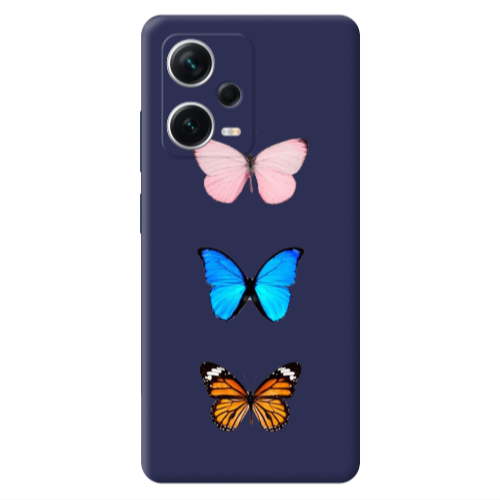 Xiaomi Poco X5 Triple Butterfly Dark blue Colored Silicone TPU Θήκη