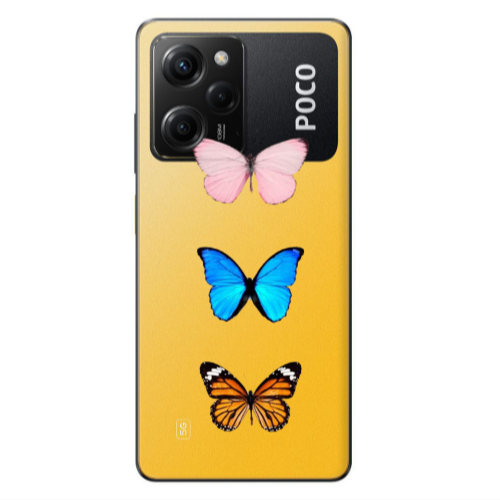Xiaomi Poco X5 Pro Triple Butterfly Transparent Silicone TPU Θήκη